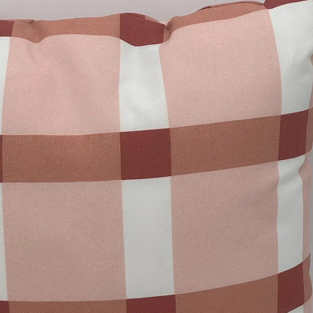 Room Essentials Outdoor Throw Pillow Red Bold Plaid‎ 17x17 Patio Cushion Decor